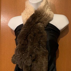 ❄️ Genuine Rabbit Fur Knitted Scarf NWOT